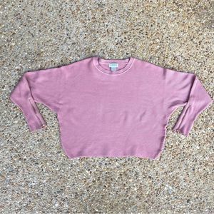 Carmen Marc Valvo Ribbed Dolman Sleeve Dusty Rose Pink Sweater Size L